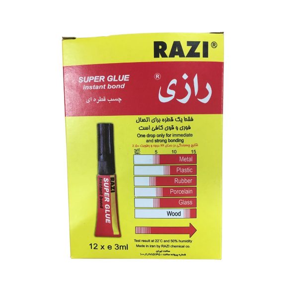 چسب قطره ای 3 گرم رازی بسته 12 عددی